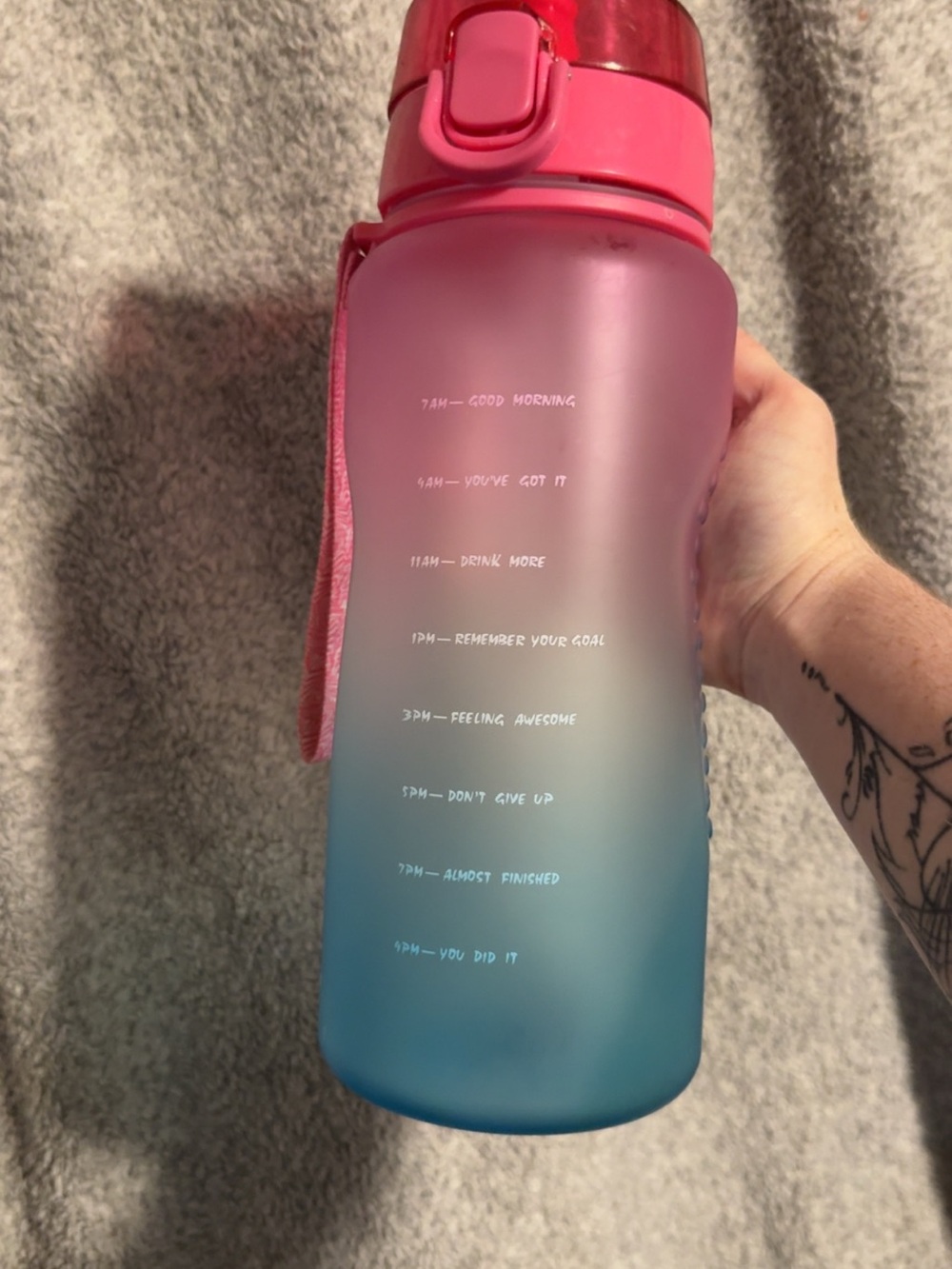 Motivational Gradient Pink to Blue Water Bottle - Women Bath & Body Accessory